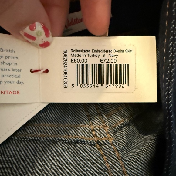 Cath Kidston Navy A-Line Skirt with Embroidery - Picture 8 of 8